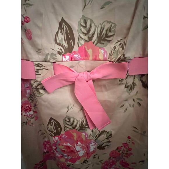 Yuke Floral Fairy Sleeveless Pink & Beige sheath dress Sz 10 barbiecore wedding - Picture 4 of 9